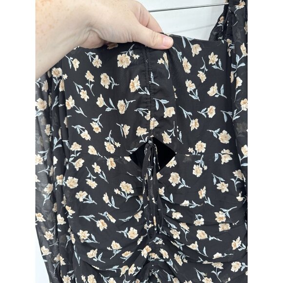 ASTR Sweatheart Neck Floral Maxi Dress Women Large Black Prairie Cottage Peasant - Picture 8 of 11